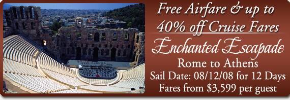 Free Airfare & up to 40% off Cruise Fares