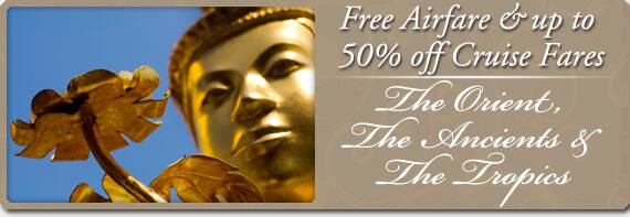 Free Airfare & up to 50% off Cruise Fares
