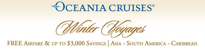 Oceania Cruises | Free Airfare & 2 for 1 Cruise Fares