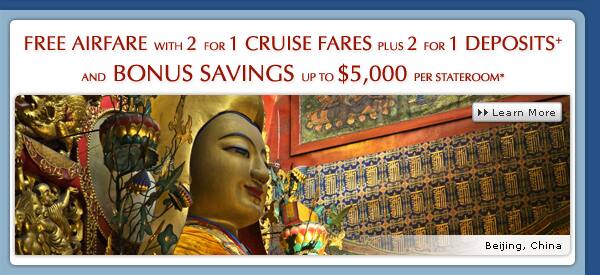 New Bonus Savings Offer plus Airfare & 2 for 1 Fares