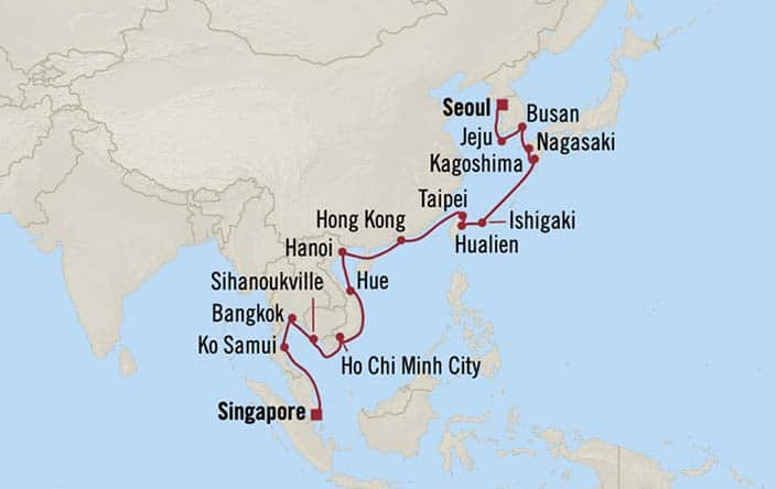 cruises from singapore to south korea