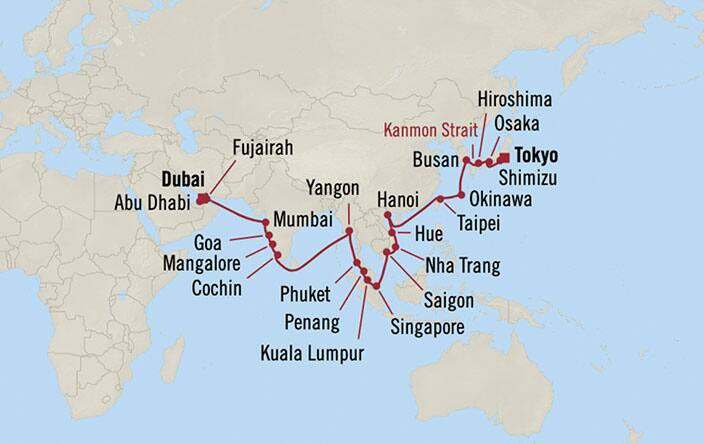 オーシャニア クルーズ38日間 東京 横浜 日本 ドバイ アラブ首長国連邦 オーシャニア クルーズ38日間 東京 横浜 日本 ドバイ アラブ首長国連邦