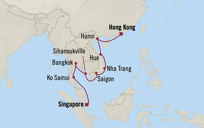 オーシャニア クルーズ15日間 香港 中国 シンガポール シンガポール