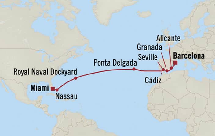 cruises from barcelona to miami