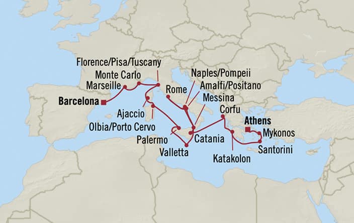 cruises from barcelona to greece