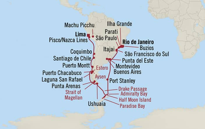 South America Luxury Cruise - Lima (Callao) to Buenos Aires on Dec 20, 2023