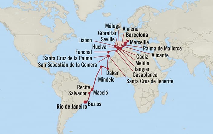 cruise from barcelona to brazil