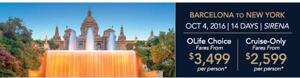 Dubai to Cape Town | Nov 21, 2016                                    | 30 Days | Nautica | OLife Choice                                    Fares from $8,499 per person |                                    Cruise-Only Fares from $6,549 per                                    person