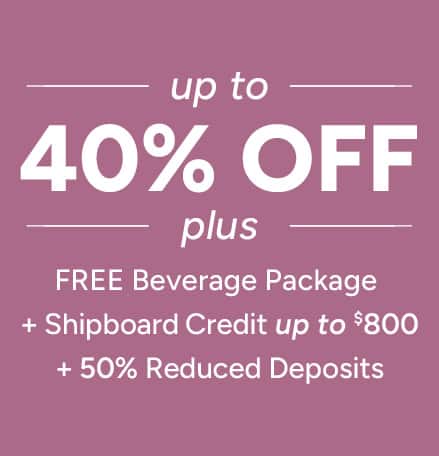 Oceania Cruises Fleetwide Sale, up to 40% off, free shipboard credit and beverage package