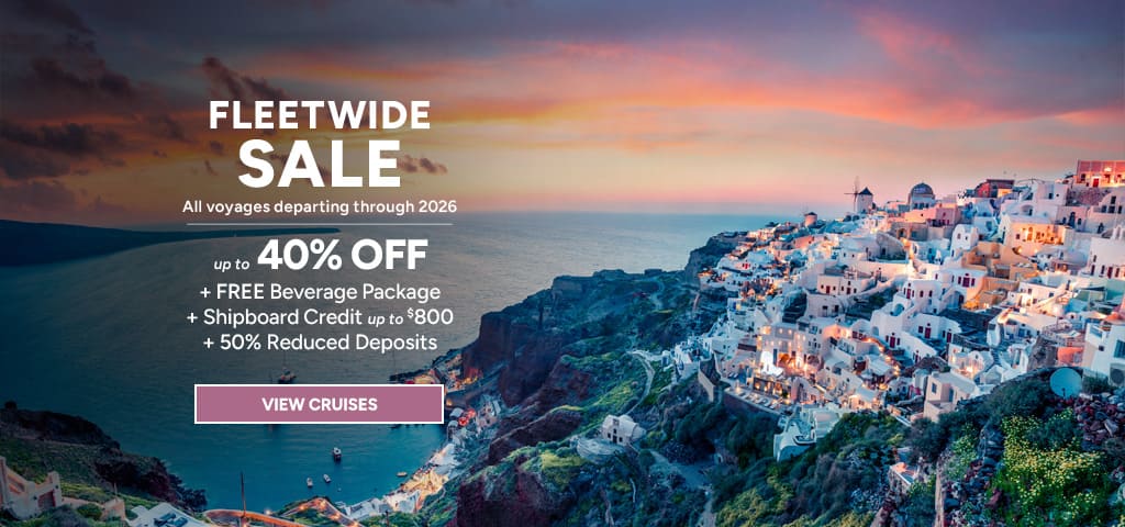 Oceania Cruises Fleetwide Sale, up to 40% off, free beverage package and shipboard credit