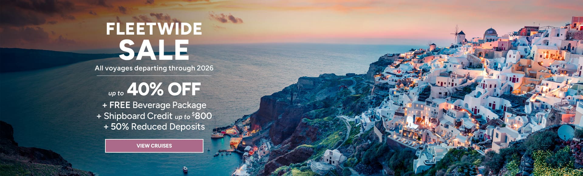 Oceania Cruises Fleetwide Sale, up to 40% off, free beverage package and shipboard credit
