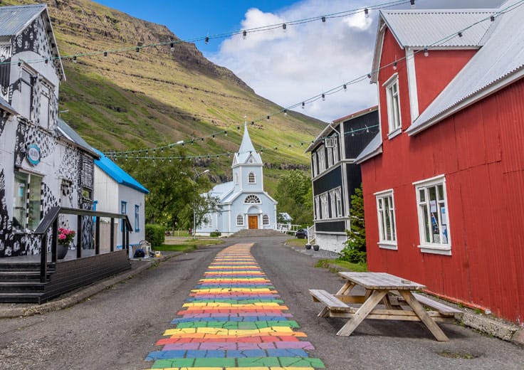 Seydisfjordur Iceland Small Town Mountain
