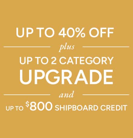 Oceania Cruises Summer of Choice promo, up to 40% off, Up to 2 Category Upgrade and Up to $800 Shipboard Credit