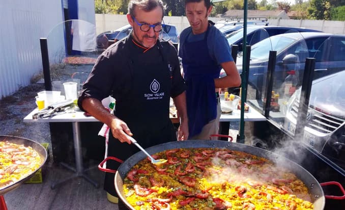 Chef Franck Garanger prepares paella