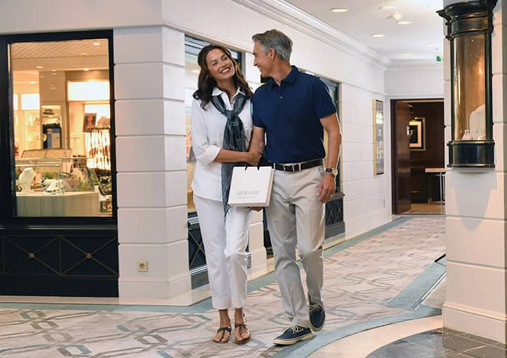 Couple Enjoying Shopping Onboard Oceania Cruises