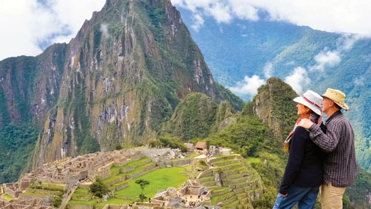 Couple doing a shore excursion in Machu Picchu, Peru