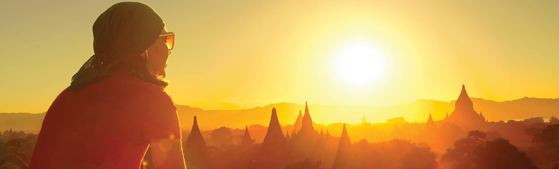 Woman exploring temples