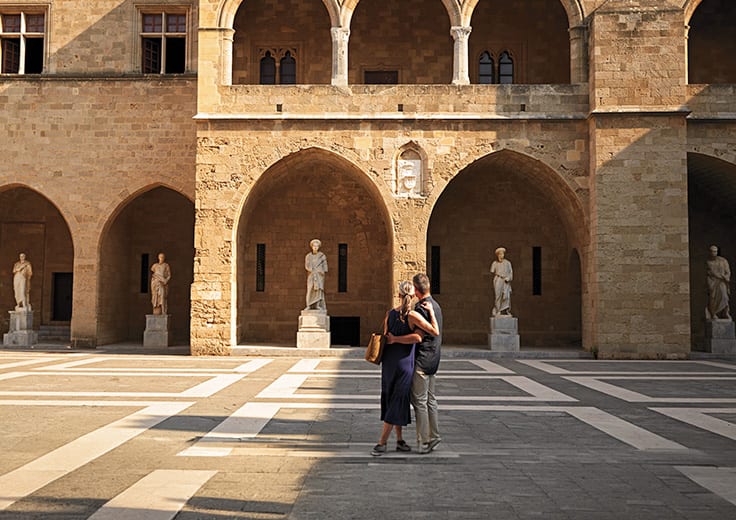 Couple in Rhodes, Greece with Oceania Cruises