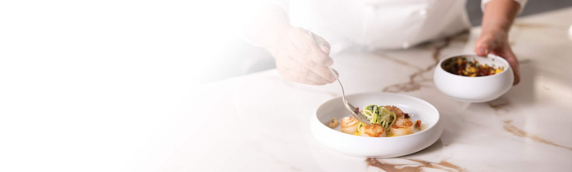 Experience exquisite presentation and superior taste when quality ingredients are sourced for haute-cuisine aboard Oceania Cruises.