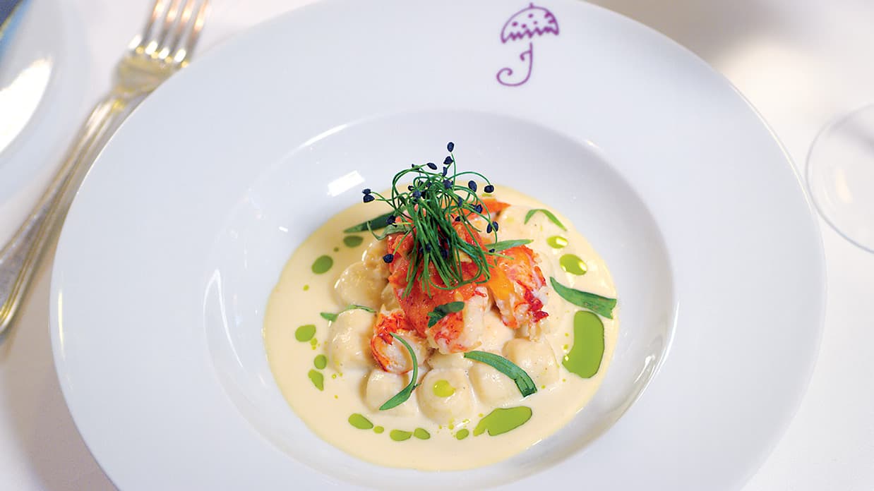 Lobster dish at Marinas' Jacques French Restaurant