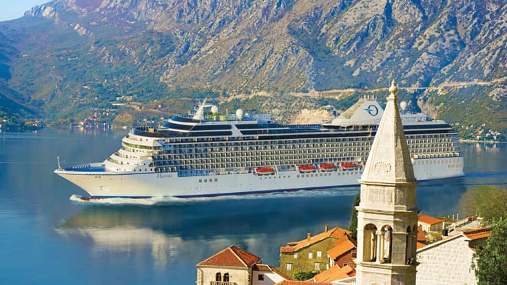 Oceania Marina cruise ship visits a sea port from itinerary.