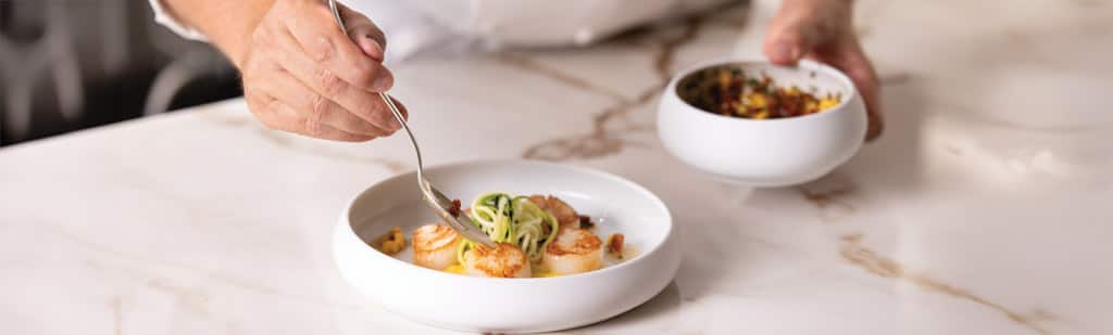 Experience exquisite presentation and superior taste when quality ingredients are sourced for haute-cuisine aboard Oceania Cruises.