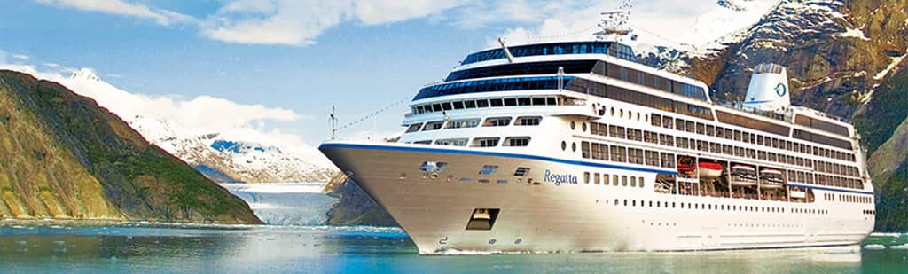 Regatta cruise ship visits a sea port from itinerary.