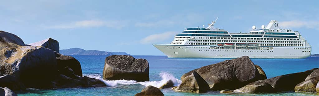 Nautica cruise ship visits a sea port from itinerary.
