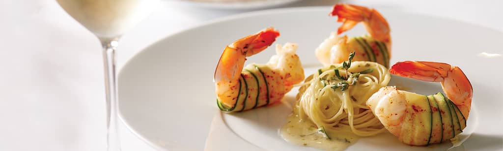 Jumbo Shrimps in Zucchini on board Oceania Sirena
