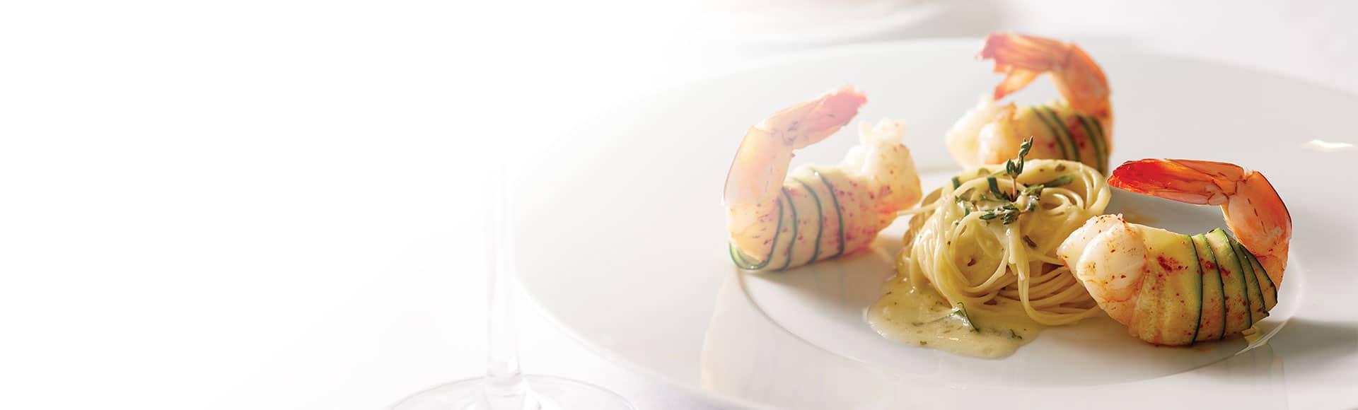 Jumbo Shrimps in Zucchini on board Insignia