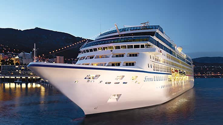 Sirena cruise ship visits a sea port from itinerary.
