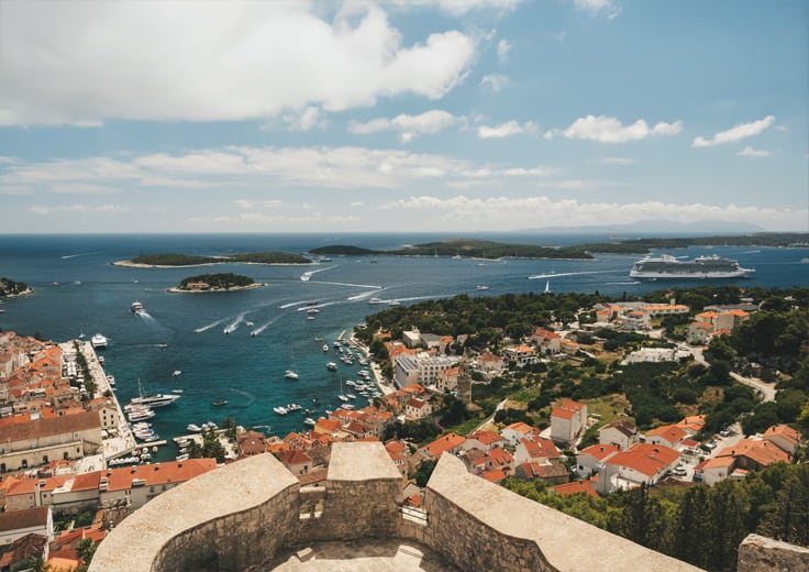 Immersive Itineraries with Oceania Cruises. Ship in Port in Croatia.