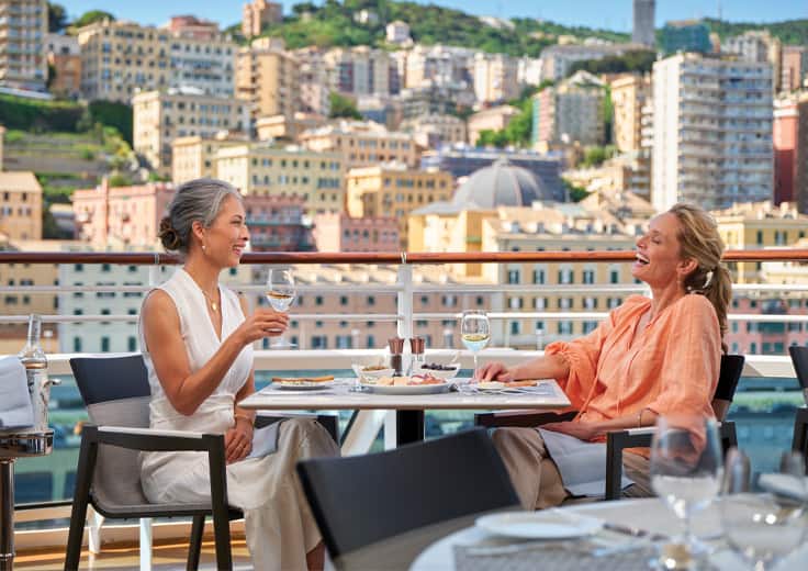 Ladies having lunch in the Terrace Cafe on Oceania Cruises